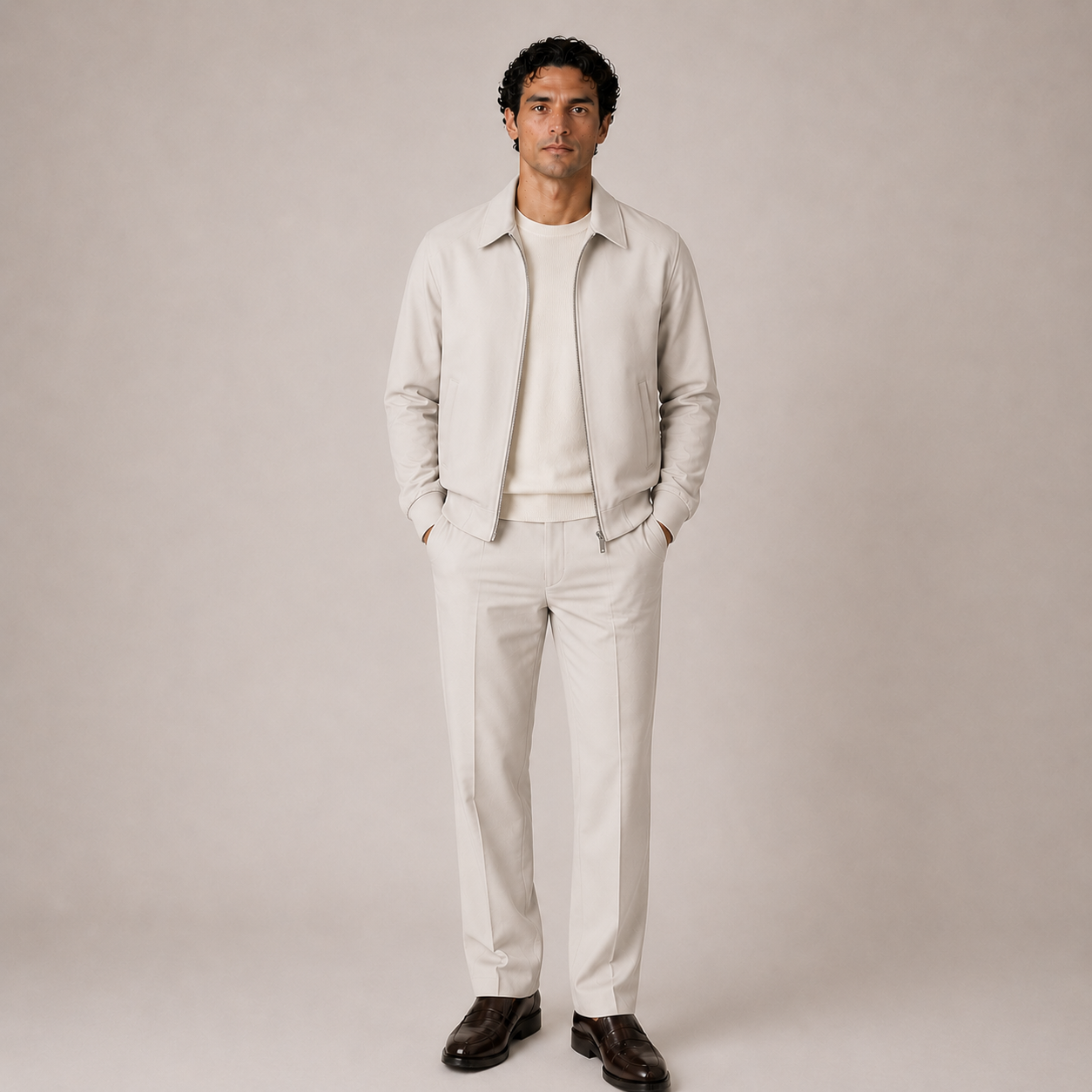 Dynamic 2er Set Zip Anzug Creme