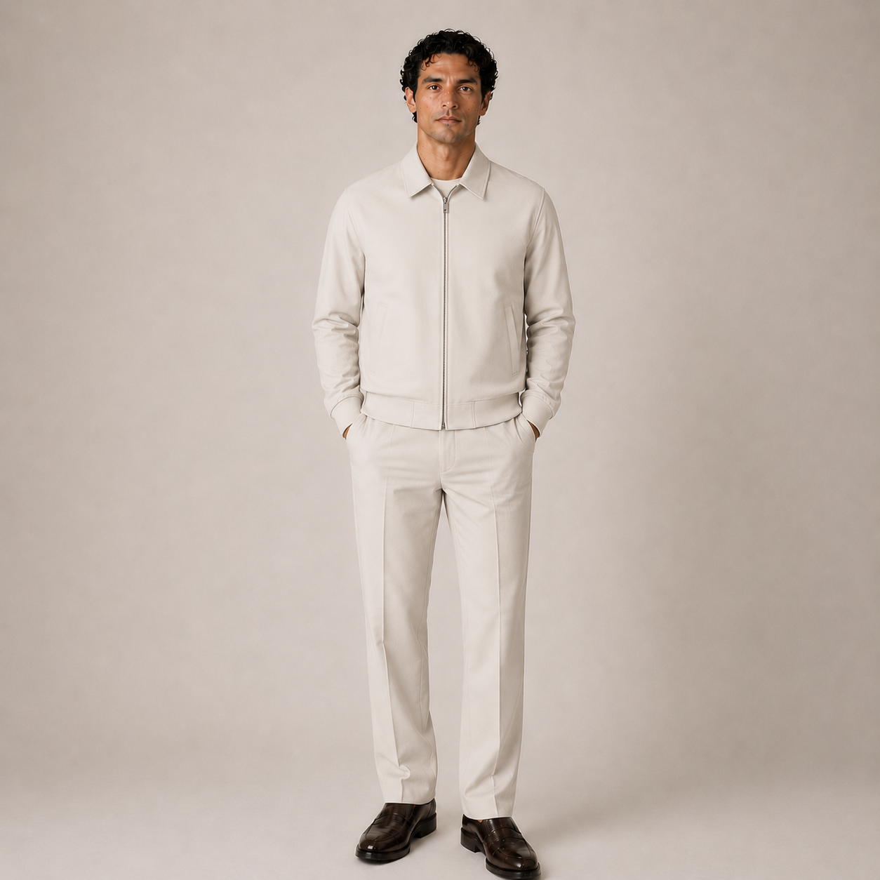Dynamic 2er Set Zip Anzug Creme