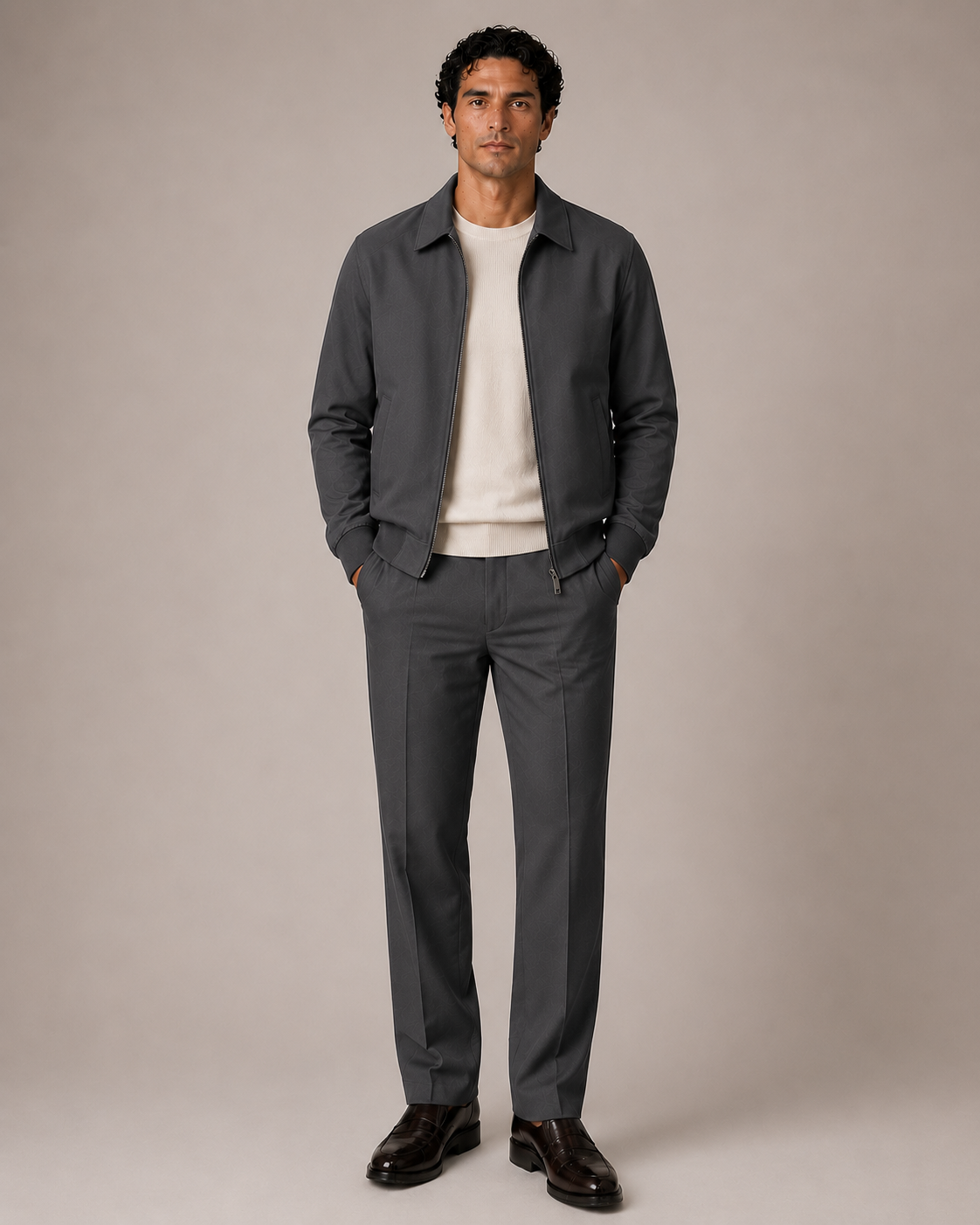 Dynamic 2er Set Zip Anzug Anthrazit