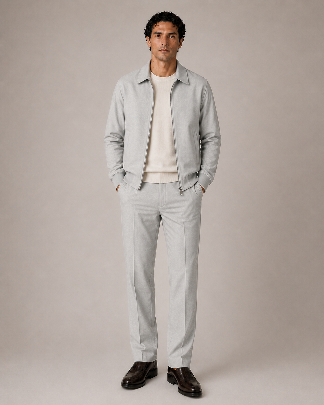 Dynamic 2er Set Zip Anzug Hellgrau