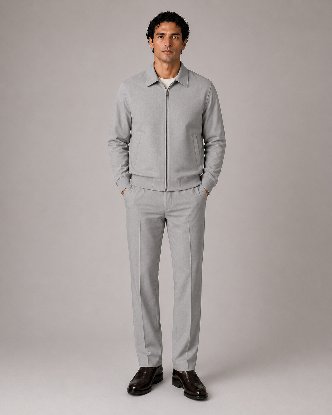 Dynamic 2er Set Zip Anzug Hellgrau