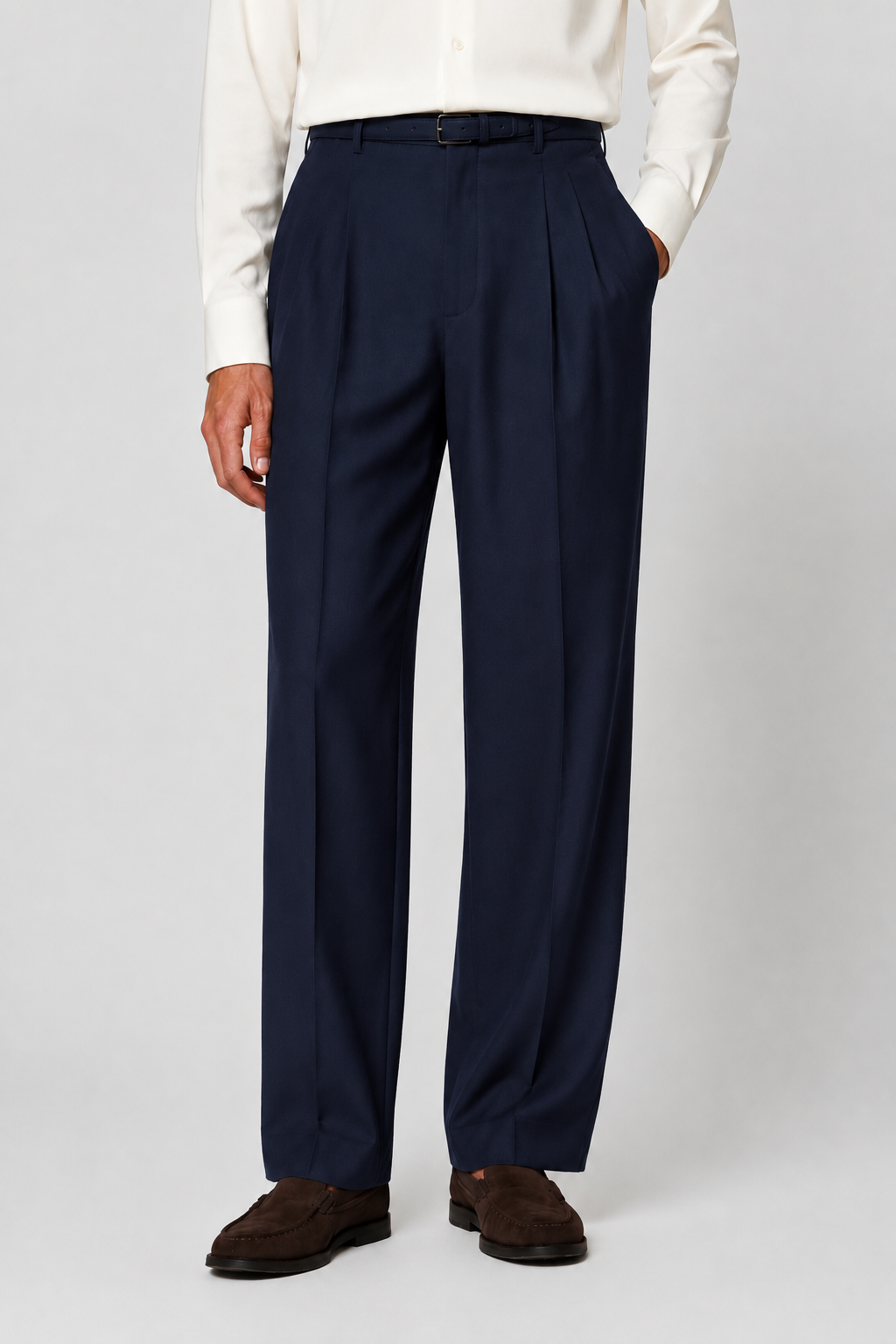 Doppel Bundfalten Hose Navy Comfort Fit