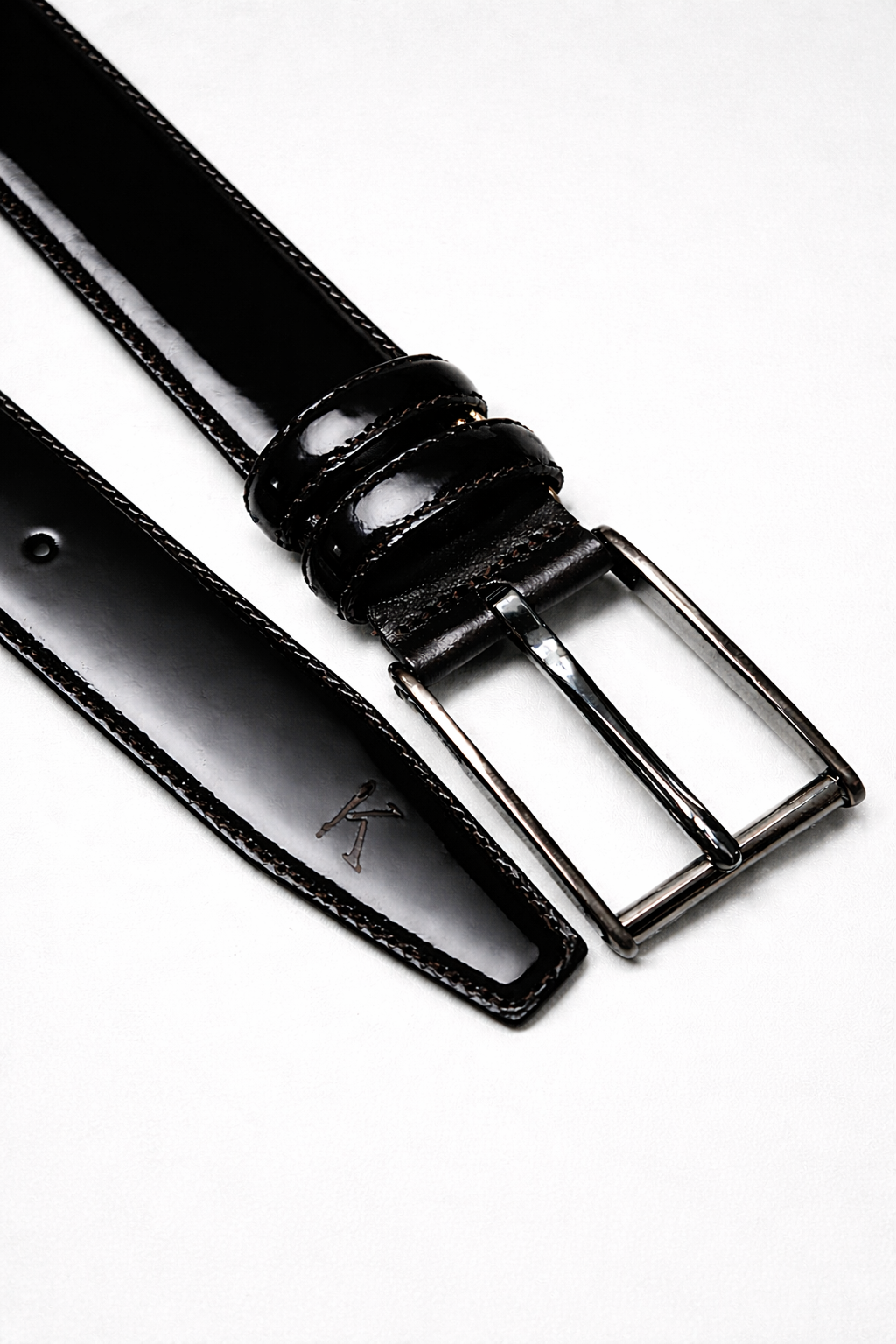 Rindsleder Gürtel Lack Schwarz