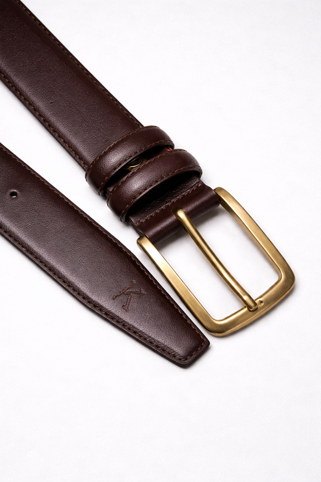 Rindsleder Gürtel Braun Gold