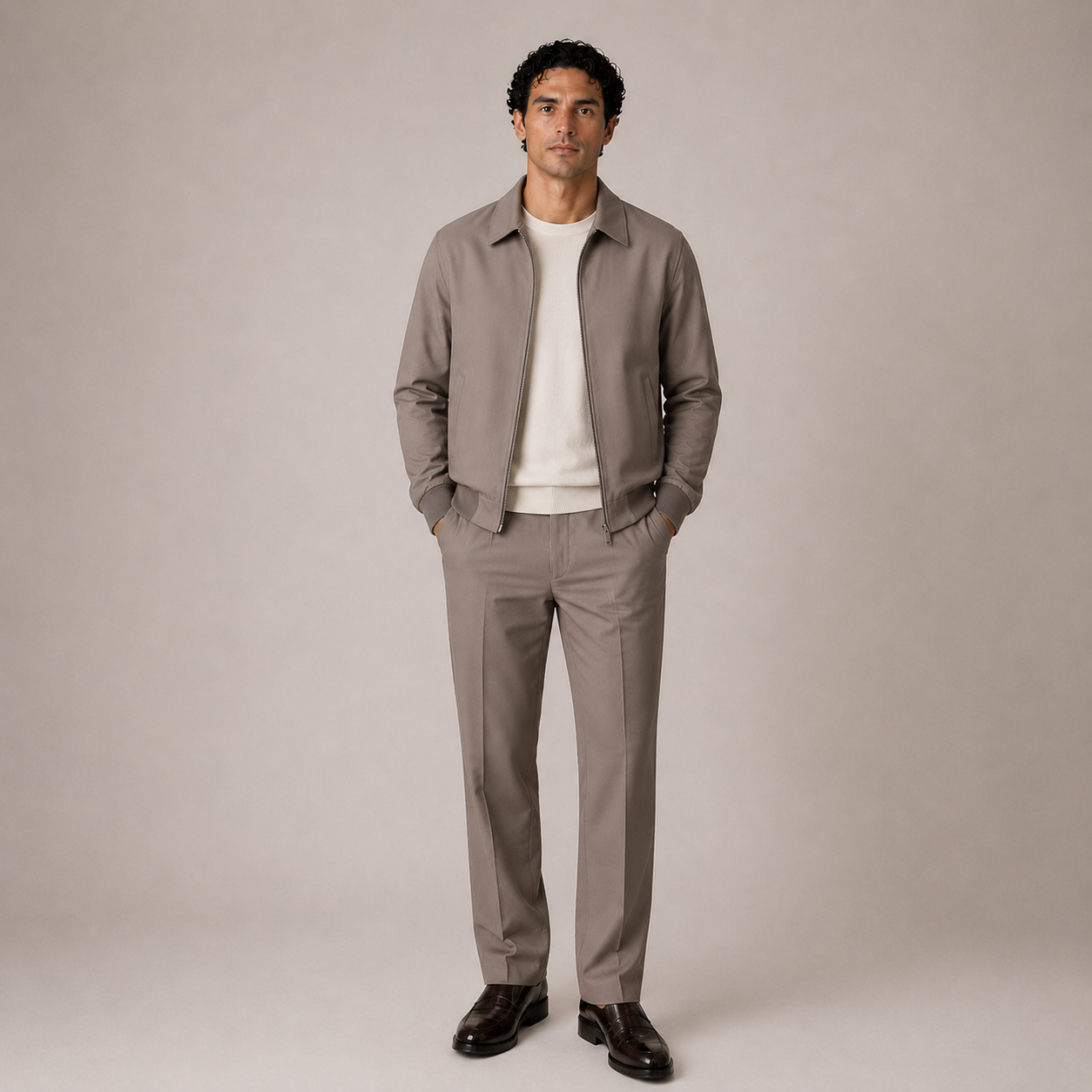 Dynamic 2er Set Zip Anzug Taupe