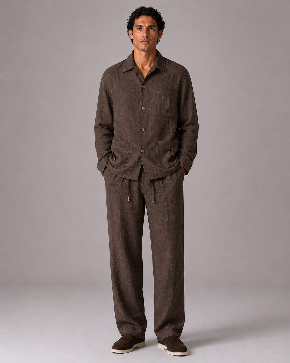 Safari Leinen Set Espresso