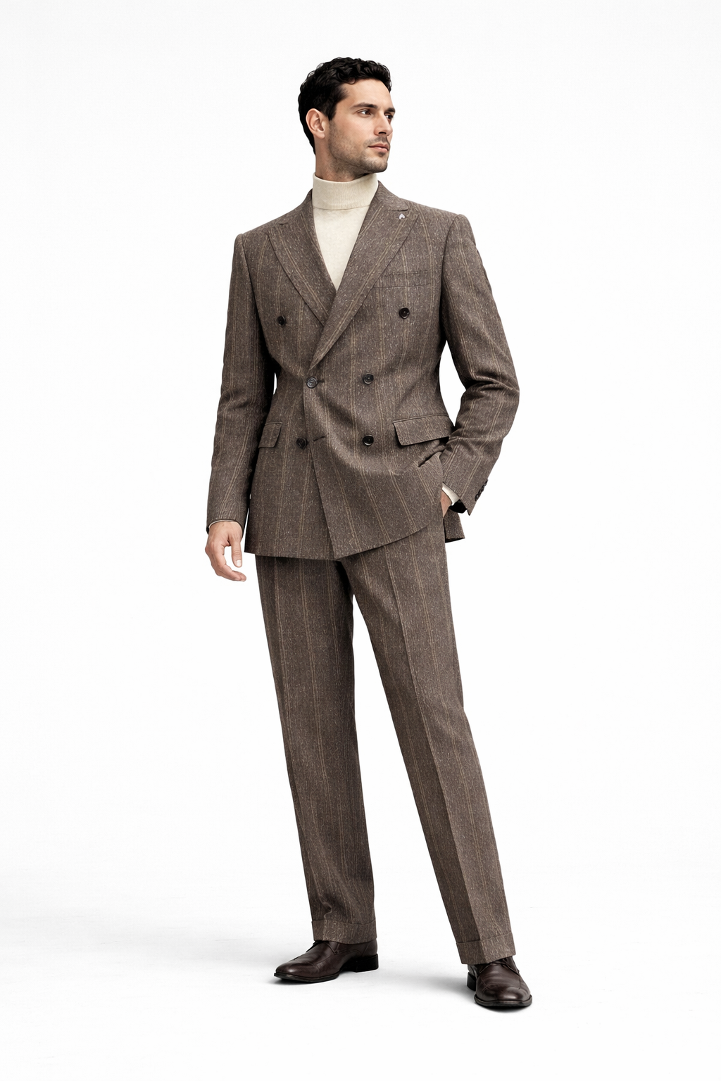 Como Doppelreiher Anzug Tailored Fit Braun