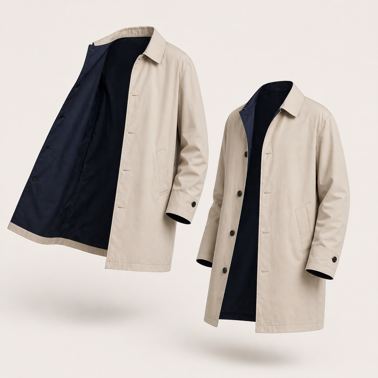 2 Seitiger Trenchcoat Navy & Creme