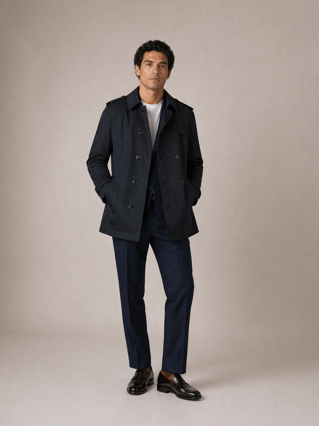 Trenchcoat Doppelreiher Navy