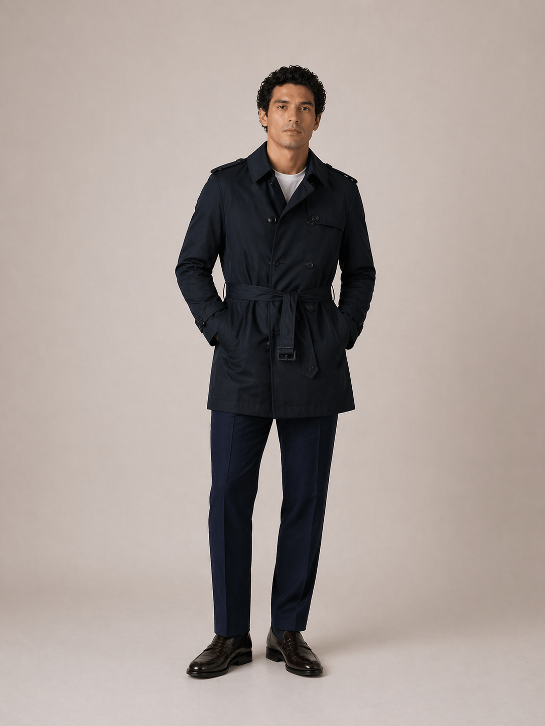 Trenchcoat Doppelreiher Navy