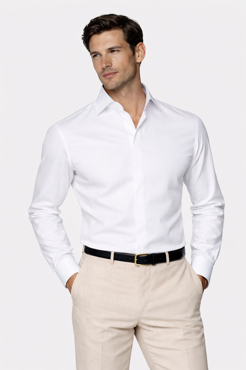 Twill Smokinghemd weiss Tailored Fit