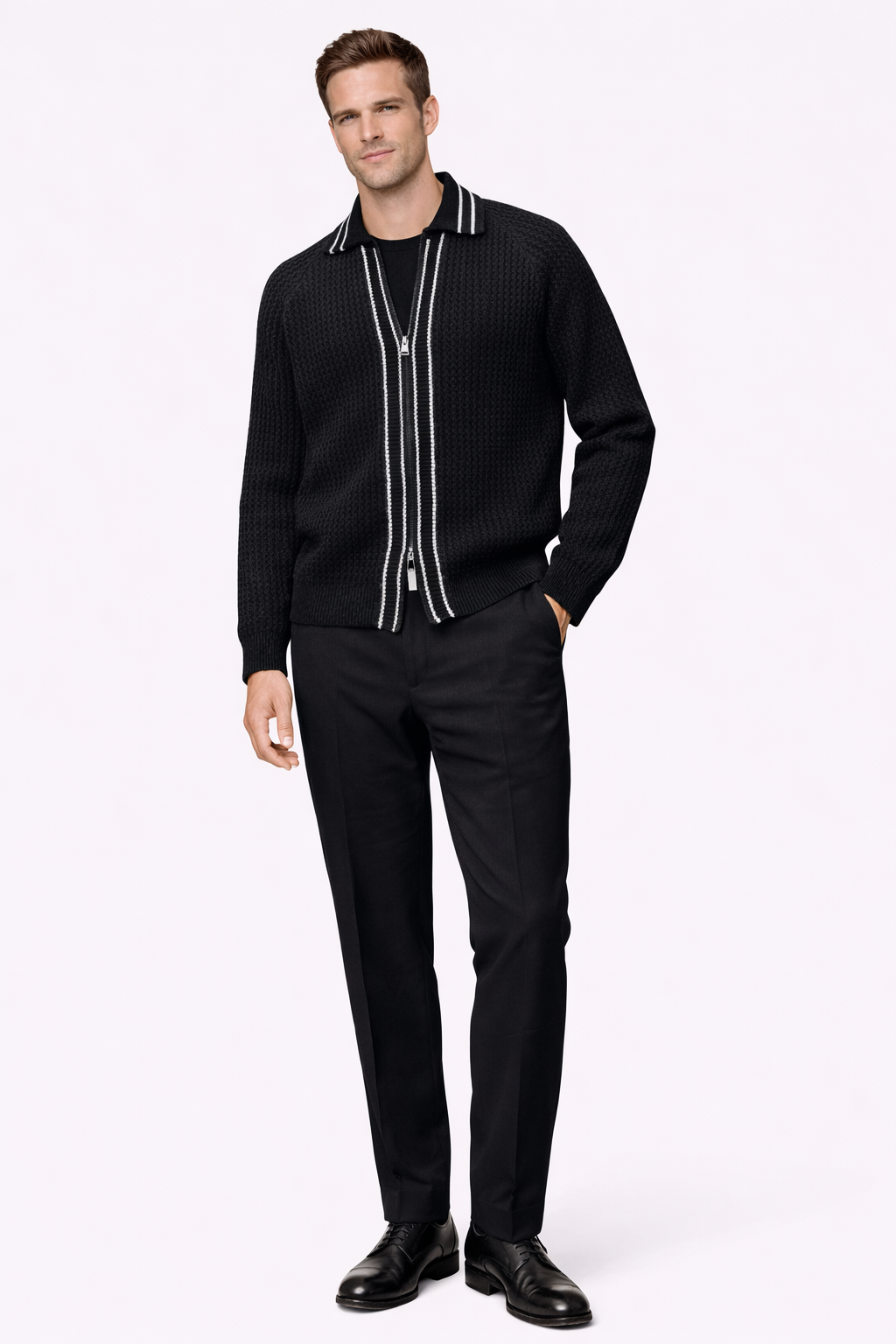 Salerno Zip Cardigan Schwarz