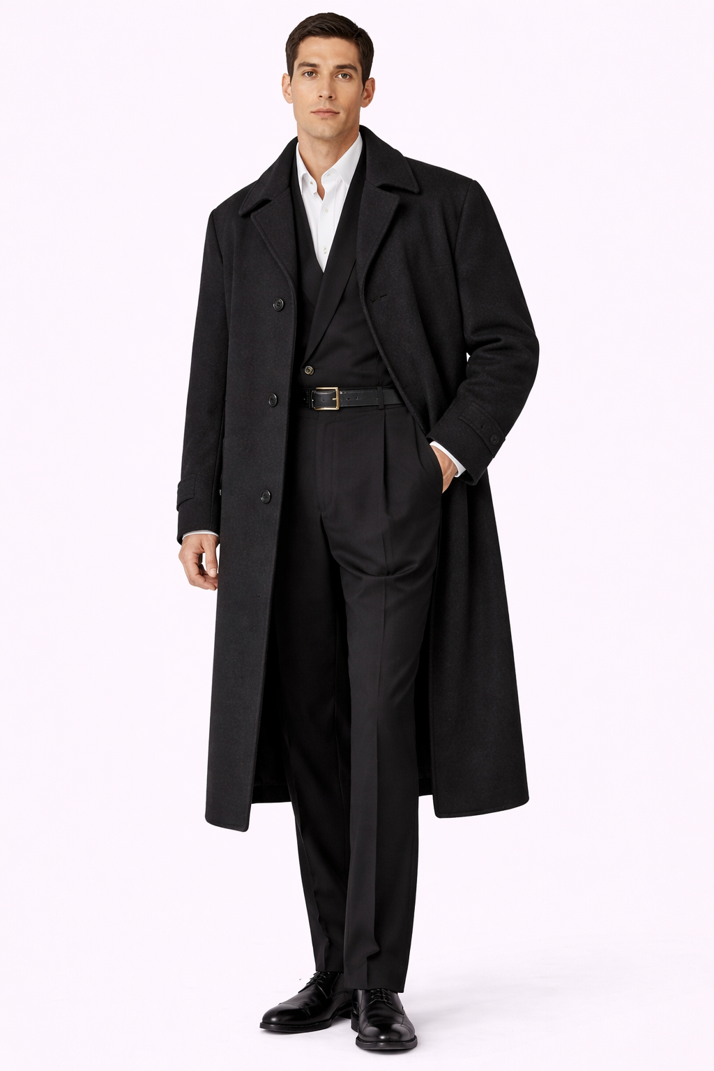 Turin Schurrwolle Mantel Schwarz