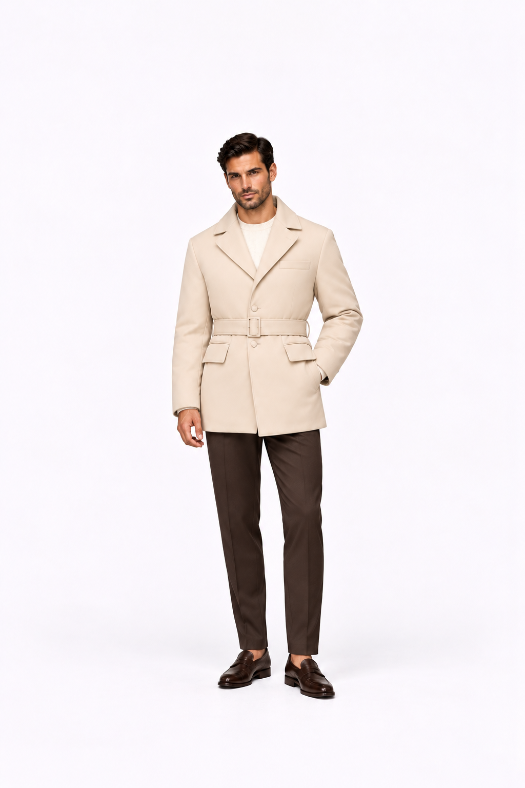 Karan Men Daunen Puffer jacke Beige