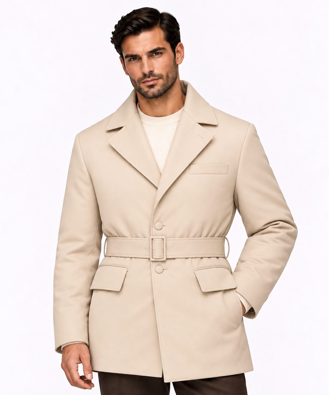 Karan Men Daunen Puffer jacke Beige
