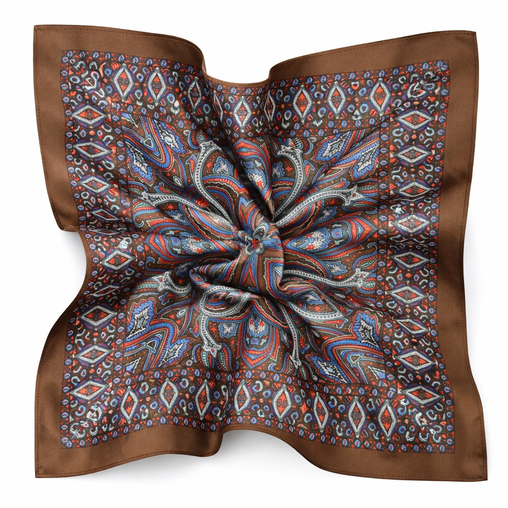 Einstecktuch Braun/Blau/Rot