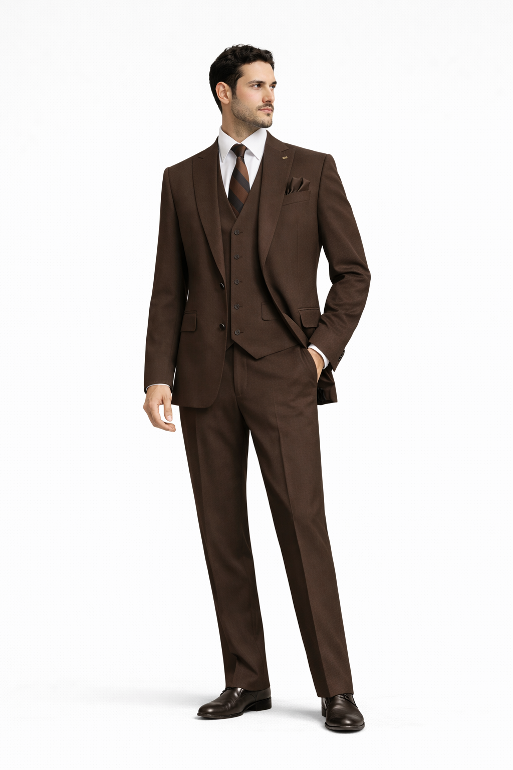 Celini Einreiher Anzug Tailored Fit Braun