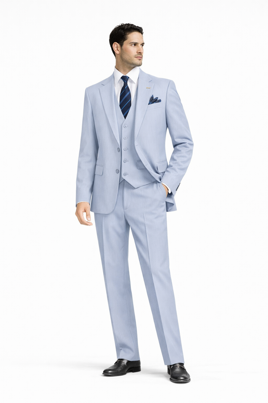 Celini Einreiher Anzug Tailored Fit Hellblau