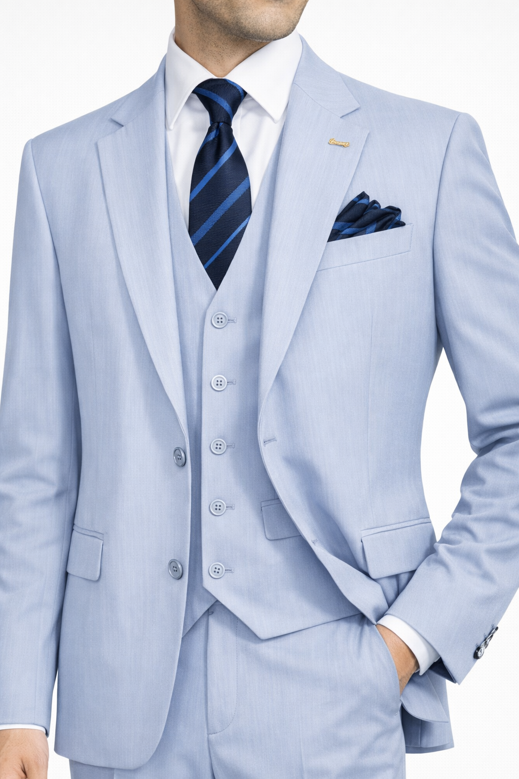 Celini Einreiher Anzug Tailored Fit Hellblau