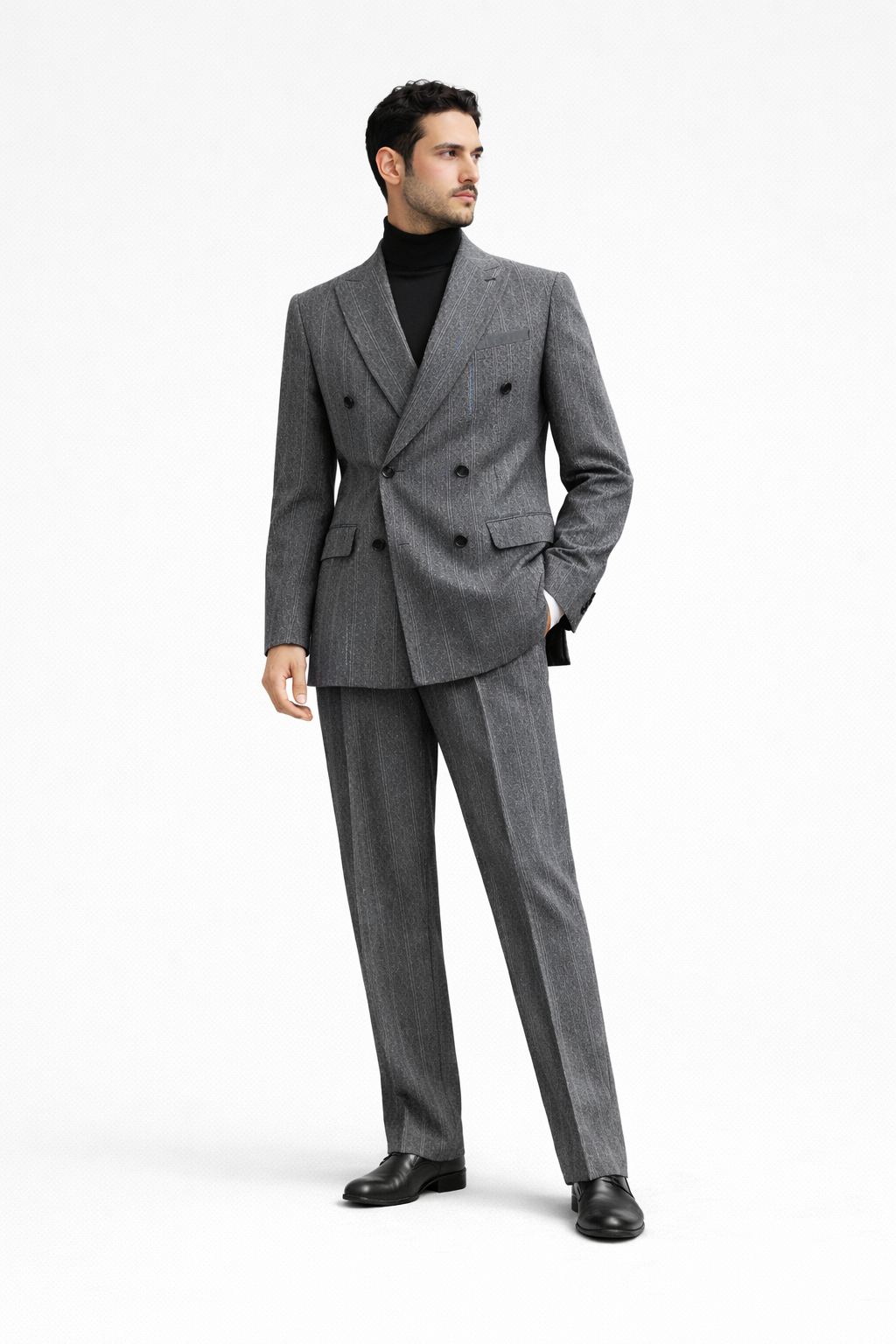 Como Doppelreiher Anzug Tailored Fit Anthrazit grau