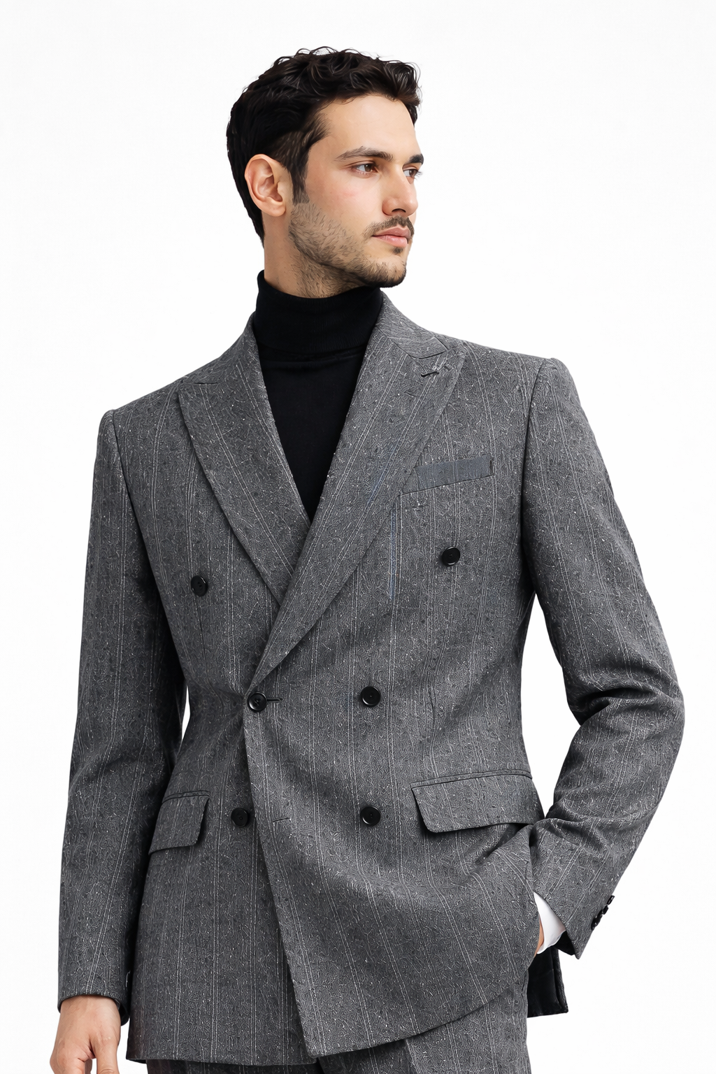 Como Doppelreiher Anzug Tailored Fit Anthrazit grau